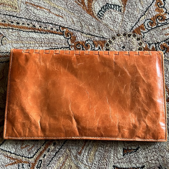 Gorgeous tan genuine, leather handwoven envelope clutch bag 12”x7” - Picture 10 of 12